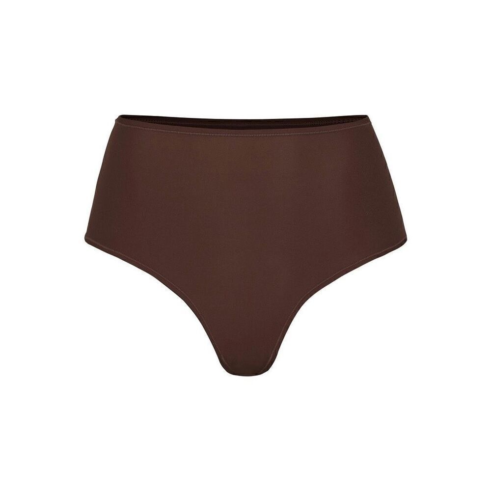 Skims High Waisted Thong Elastic Waist Cocoa Brown Size 4 Extra Large 4X NWT